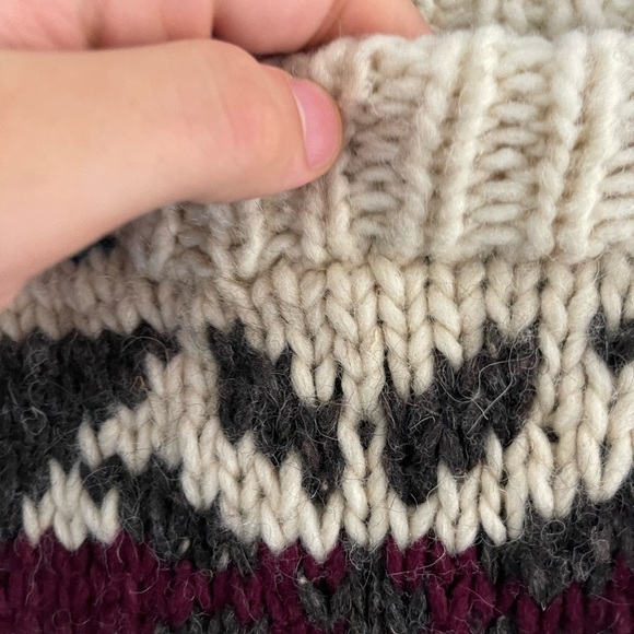 Vintage men's hand knit multicoloured chunky pure wool Nordic Scandi fair one sz - Picture 4 of 7